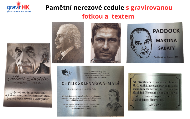 Nerezová cedule s fotkou, gravírování do nerezu, gravírování do kovu.